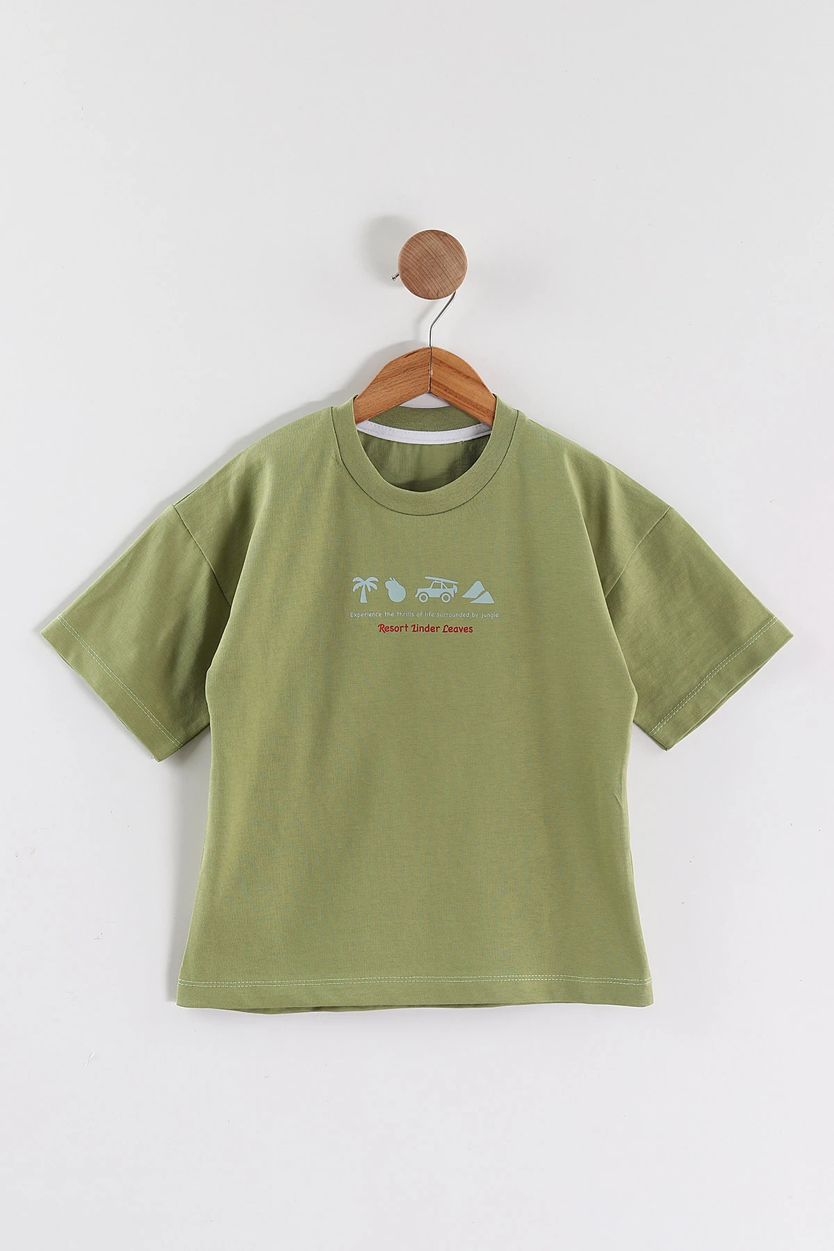 Zeytin (3-10 Yaş) Resort Baskılı Oversize Erkek Çocuk Tişört 469018