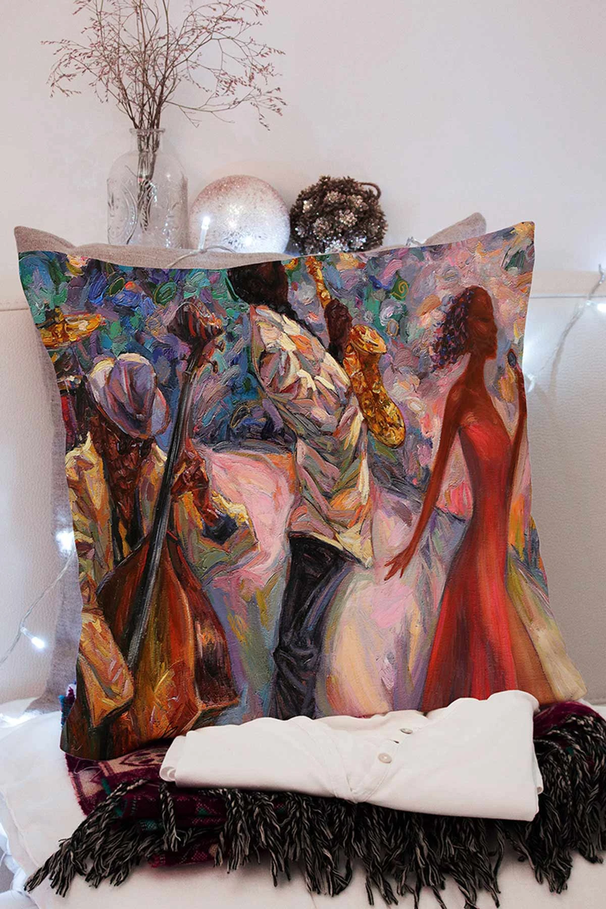 43x43 Dijital Baskılı Fermuarlı Modern Kırlent Kılıfı 272416