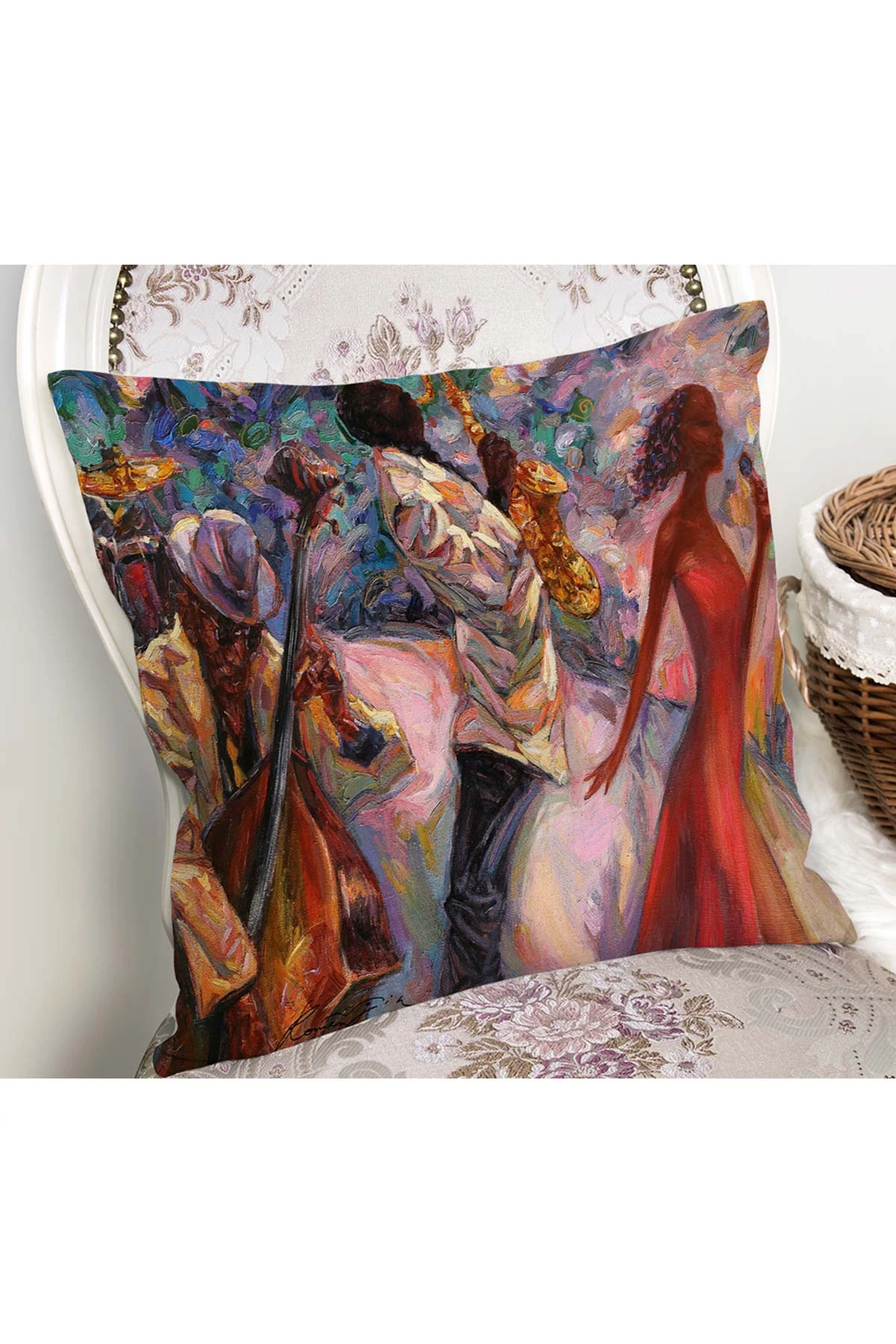 43x43 Dijital Baskılı Fermuarlı Modern Kırlent Kılıfı 272416