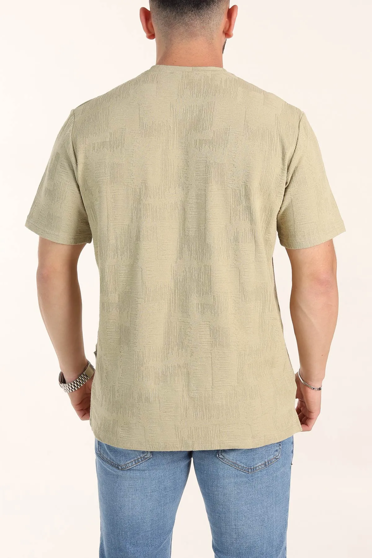 Zeytin Relaxed Fit Dokulu Erkek Tişört 358015