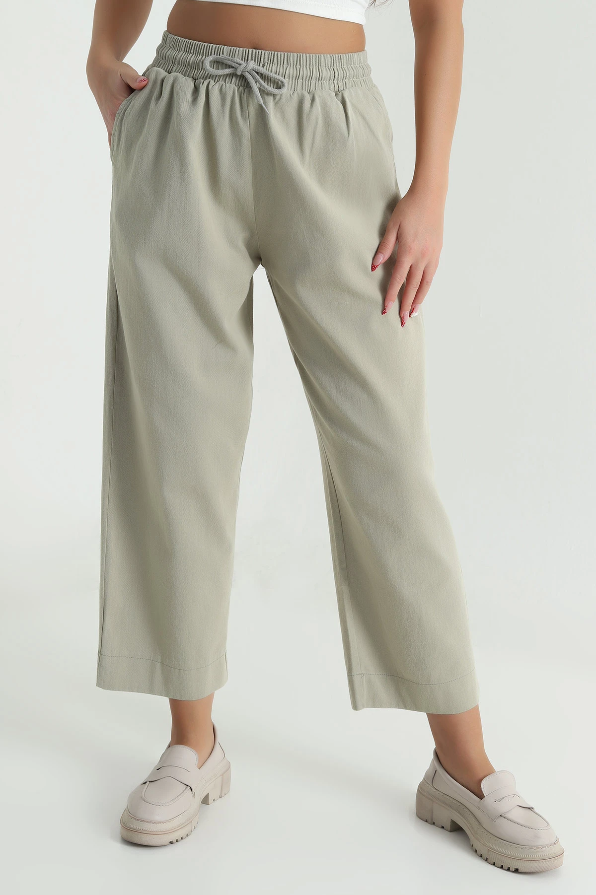 Zeytin Tencel Gabardin Kadın Pantolon 478627