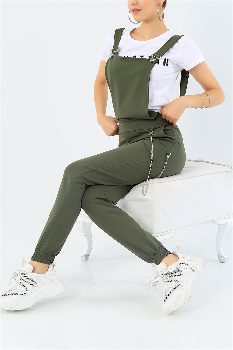 Zincir Detay Yeşil Bayan Tulum 37405
