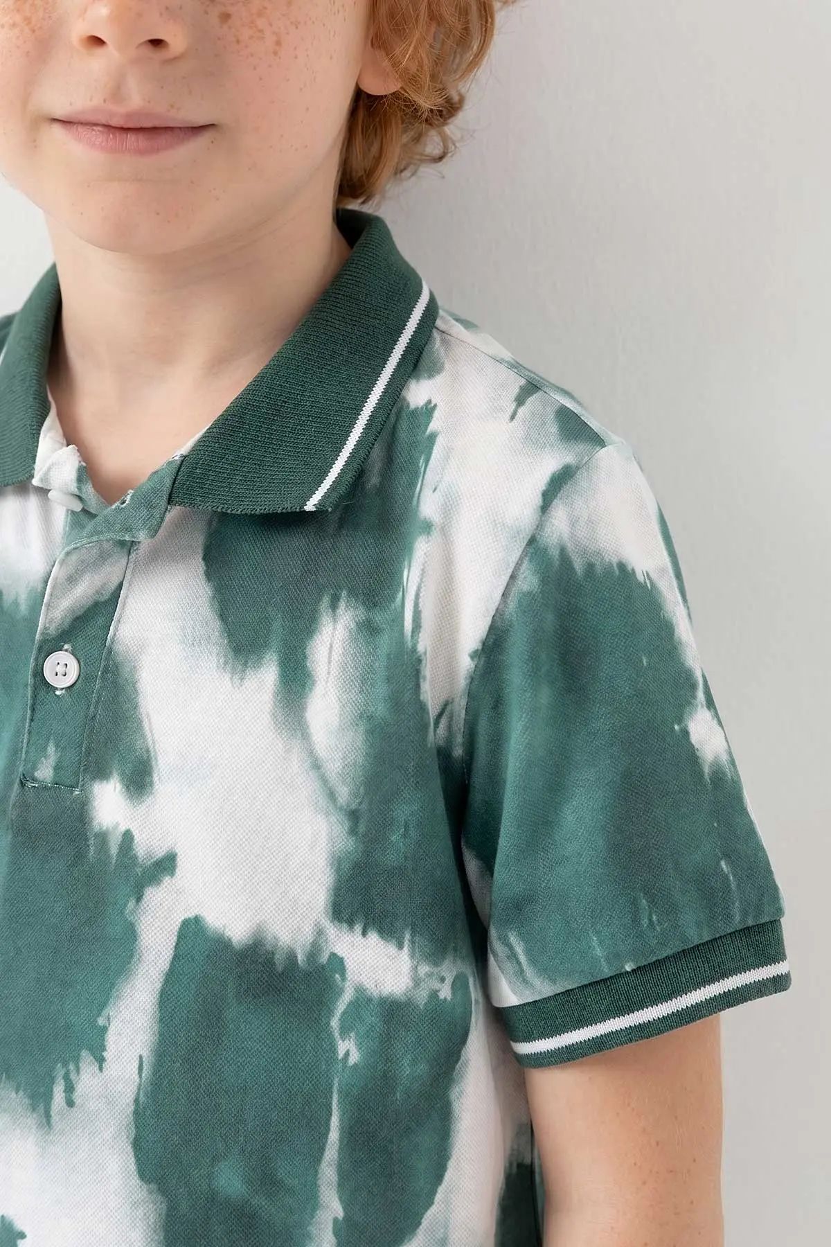 Zümrüt Yeşili (1-9 Yaş)Polo Yaka Düğmeli Kot Şortlu Erkek Çocuk Takım 462769