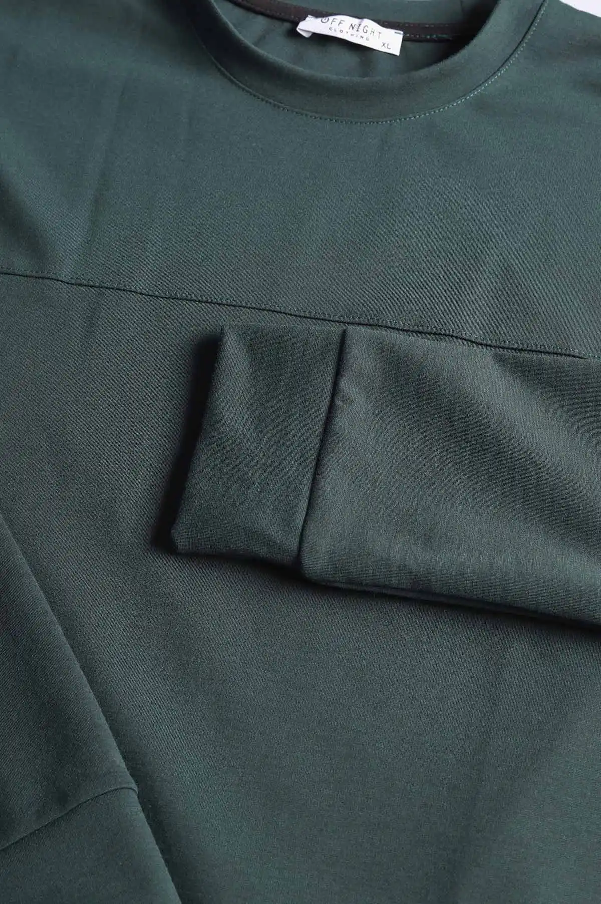 Zümrüt Yeşili Bisiklet Yaka Uzun Kollu Erkek Sweatshirt 396898