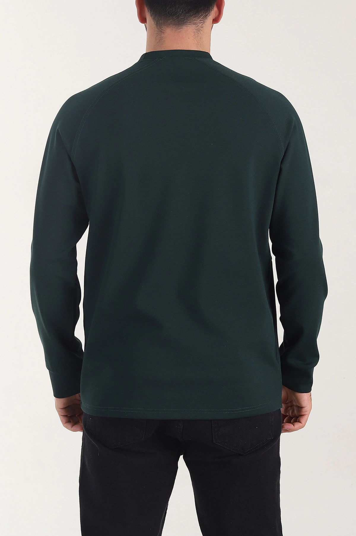 Zümrüt Yeşili Bisiklet Yaka Uzun Kollu Erkek Sweatshirt 408025