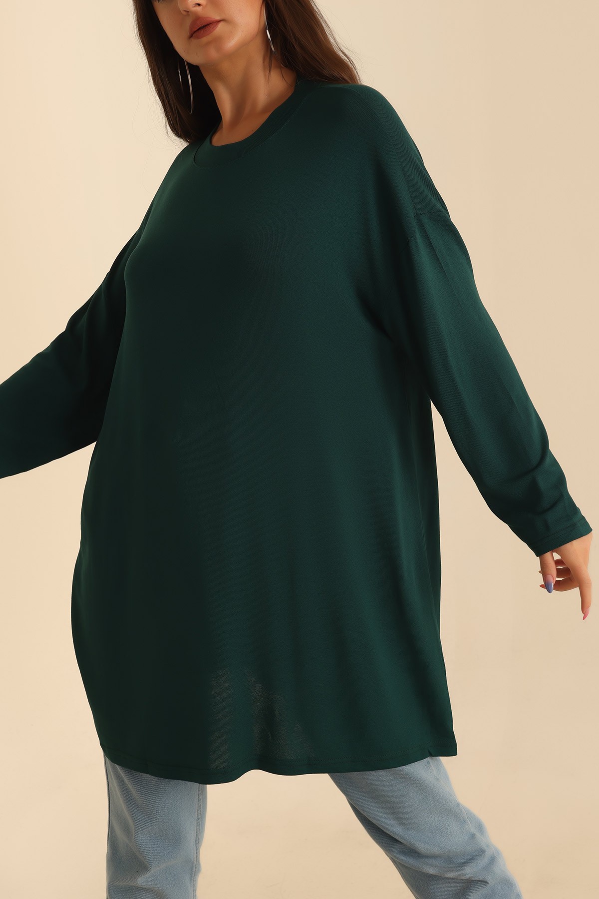 Zümrüt Yeşili Çilek Kumaş Tunik 204120