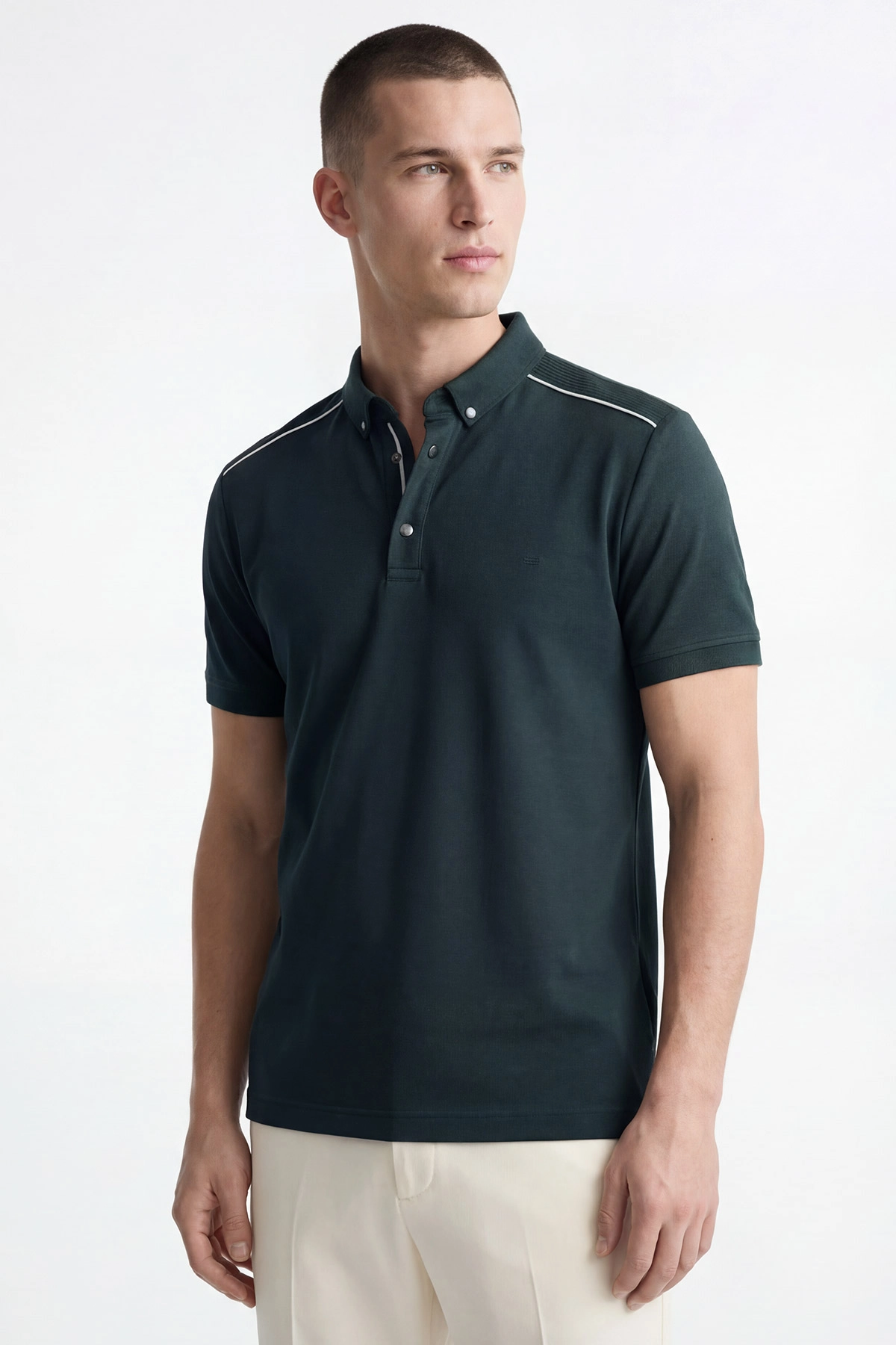 Zümrüt Yeşili Osyho Kumaş Polo Yaka Erkek Tişört 433114