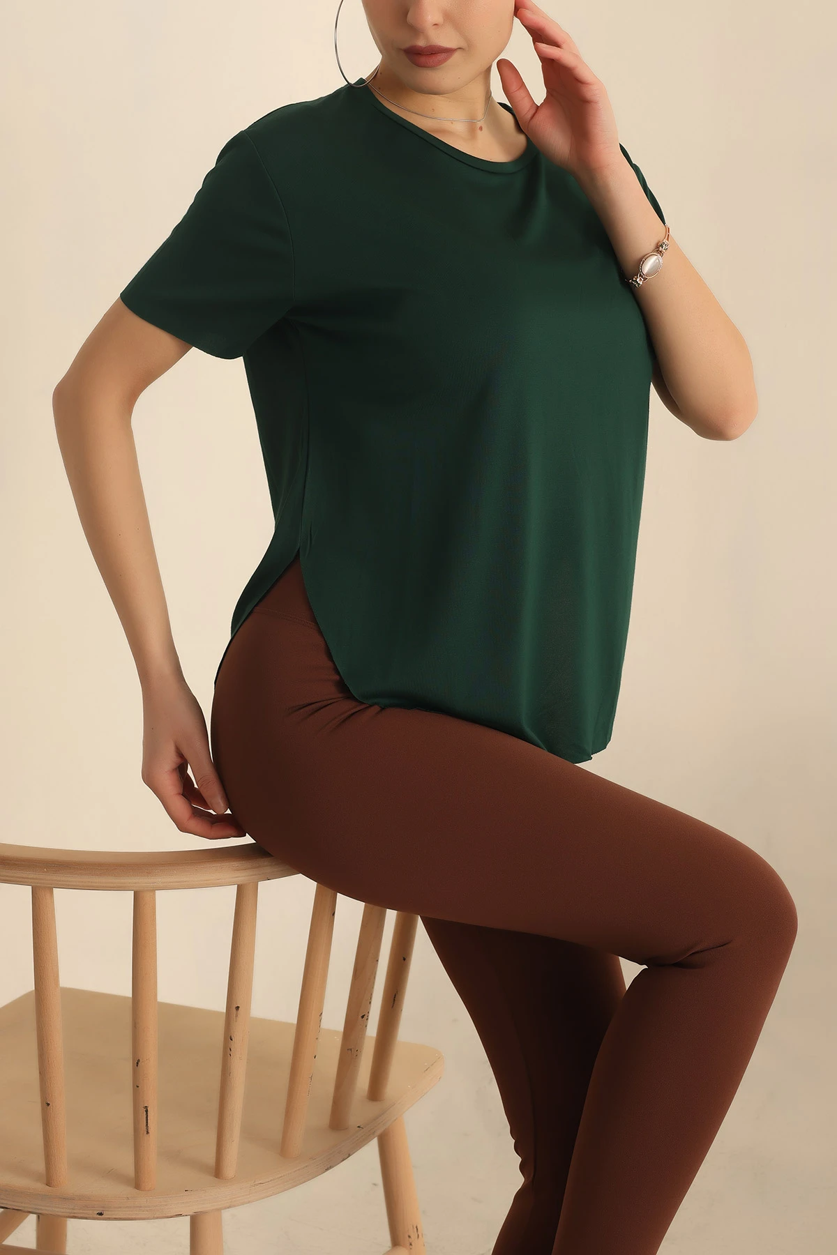 Zümrüt Yeşili Osho Kumaş Bayan Tişört 236044