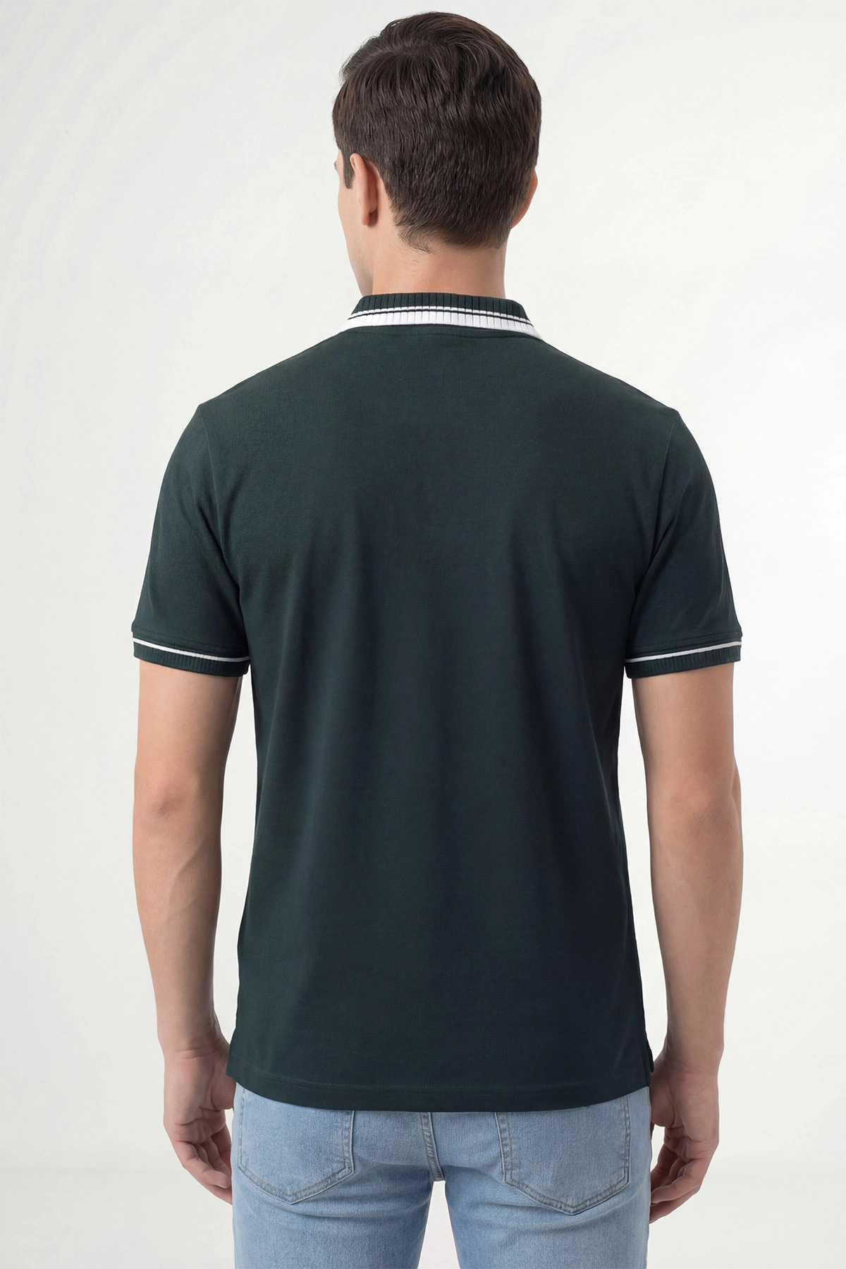 Zümrüt Yeşili Oysho Kumaş Polo Yaka Erkek Tişört 447826