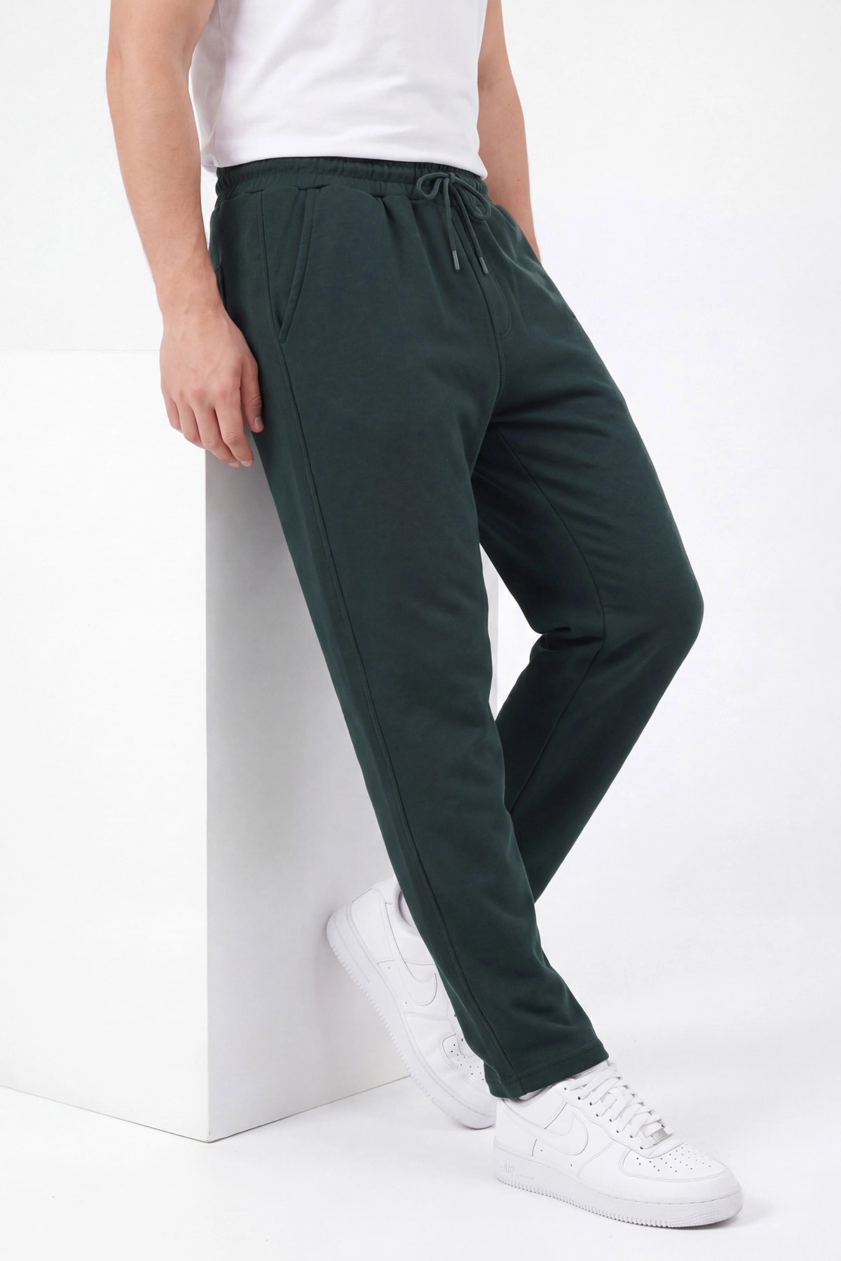 Zümrüt Yeşili Pike Kumaş Boyfriend Erkek Pantolon 459889