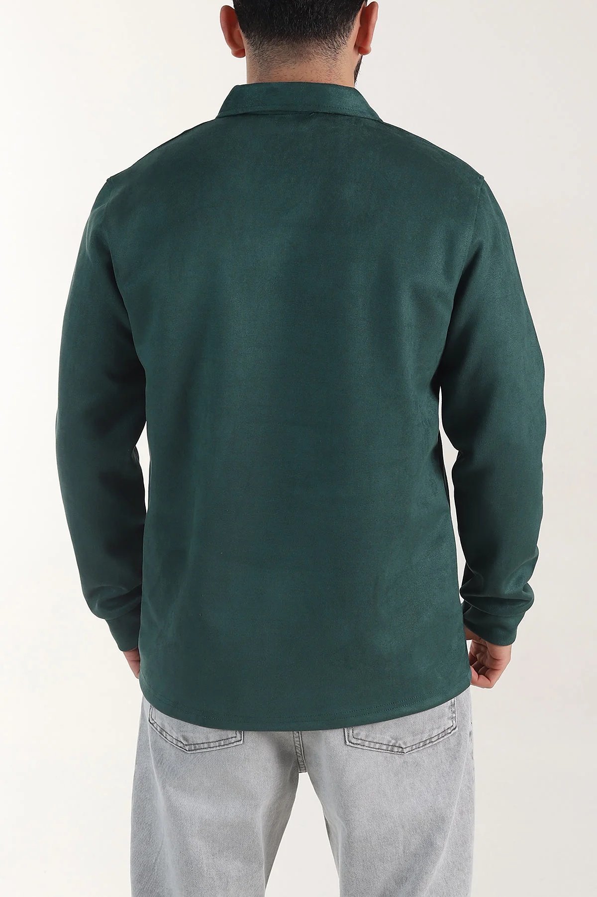 Zümrüt Yeşili Polo Yaka Düğmeli Nakış Detaylı Erkek Sweatshirt 404860