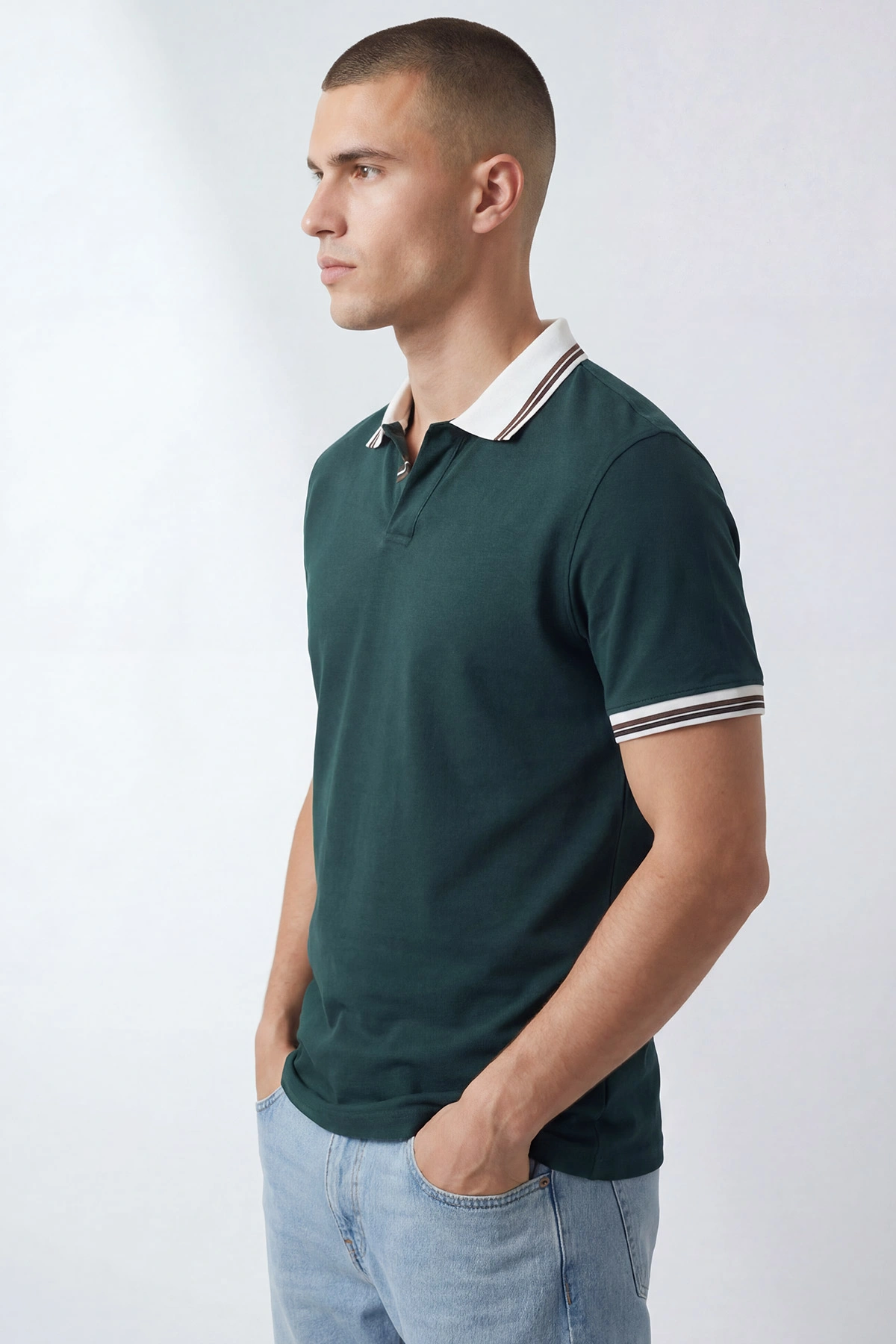 Zümrüt Yeşili Polo Yaka Erkek Tişört 435382