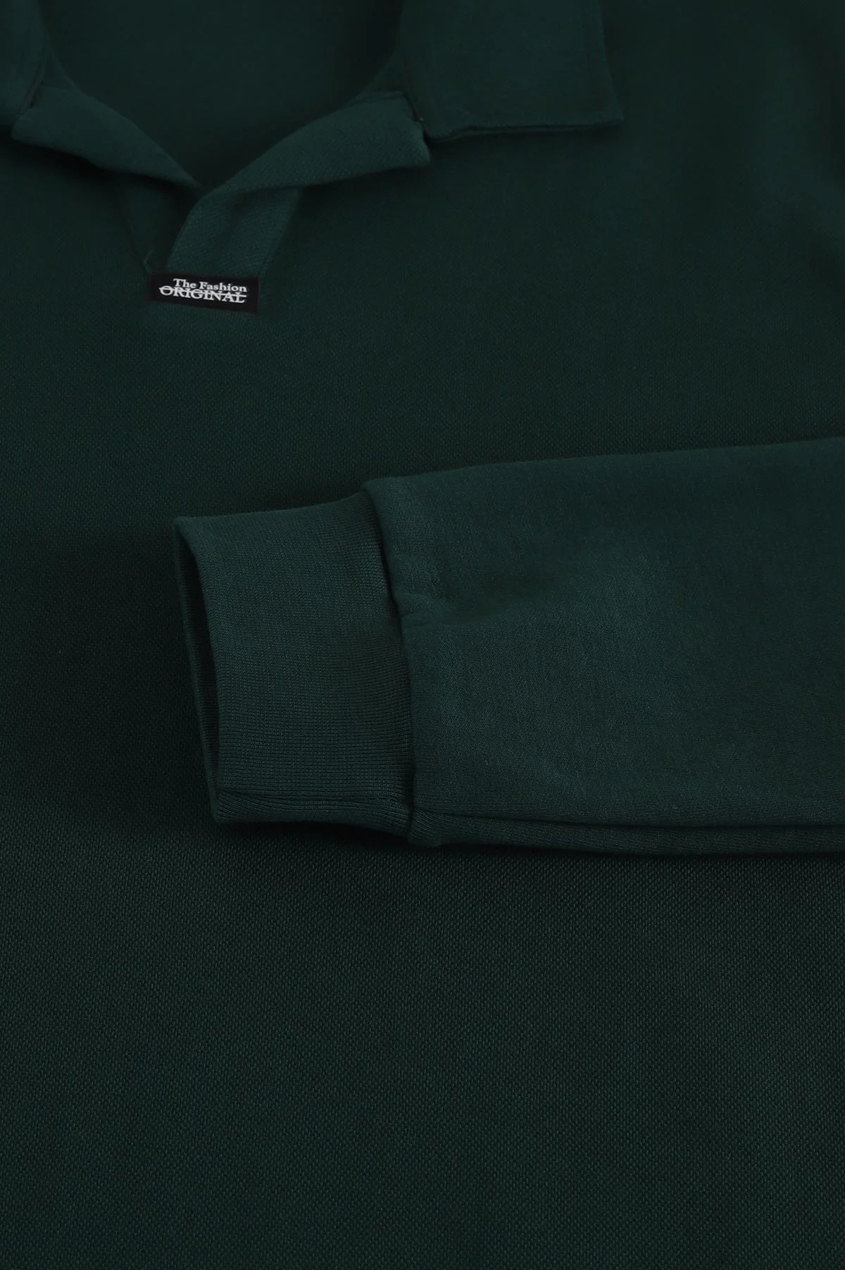 Zümrüt Yeşili Polo Yaka Uzun Kollu Erkek Sweatshirt 397134