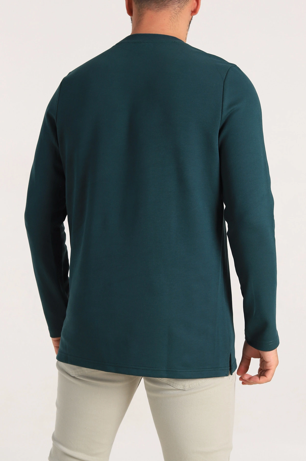 Zümrüt Yeşili Regular Fit Baskı Detay Erkek Basic Sweatshirt 305711