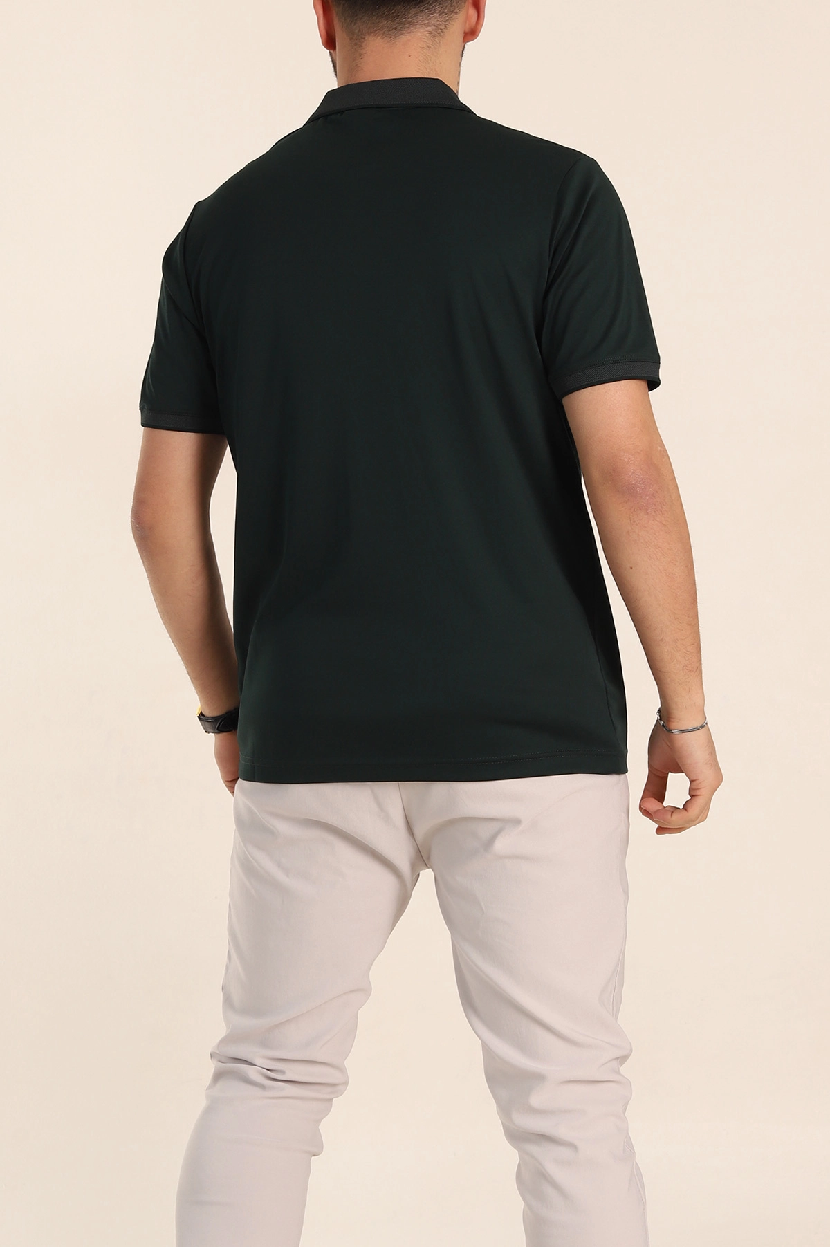 Zümrüt Yeşili Regular Fit Omuz Şerit Detaylı Polo Yaka Erkek Tişört 338459