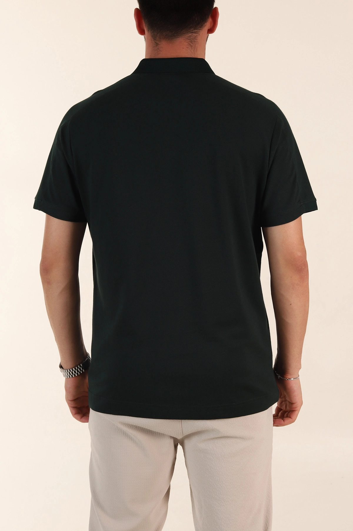 Zümrüt Yeşili Regular Fit Parçalı Polo Yaka Erkek Tişört 368299
