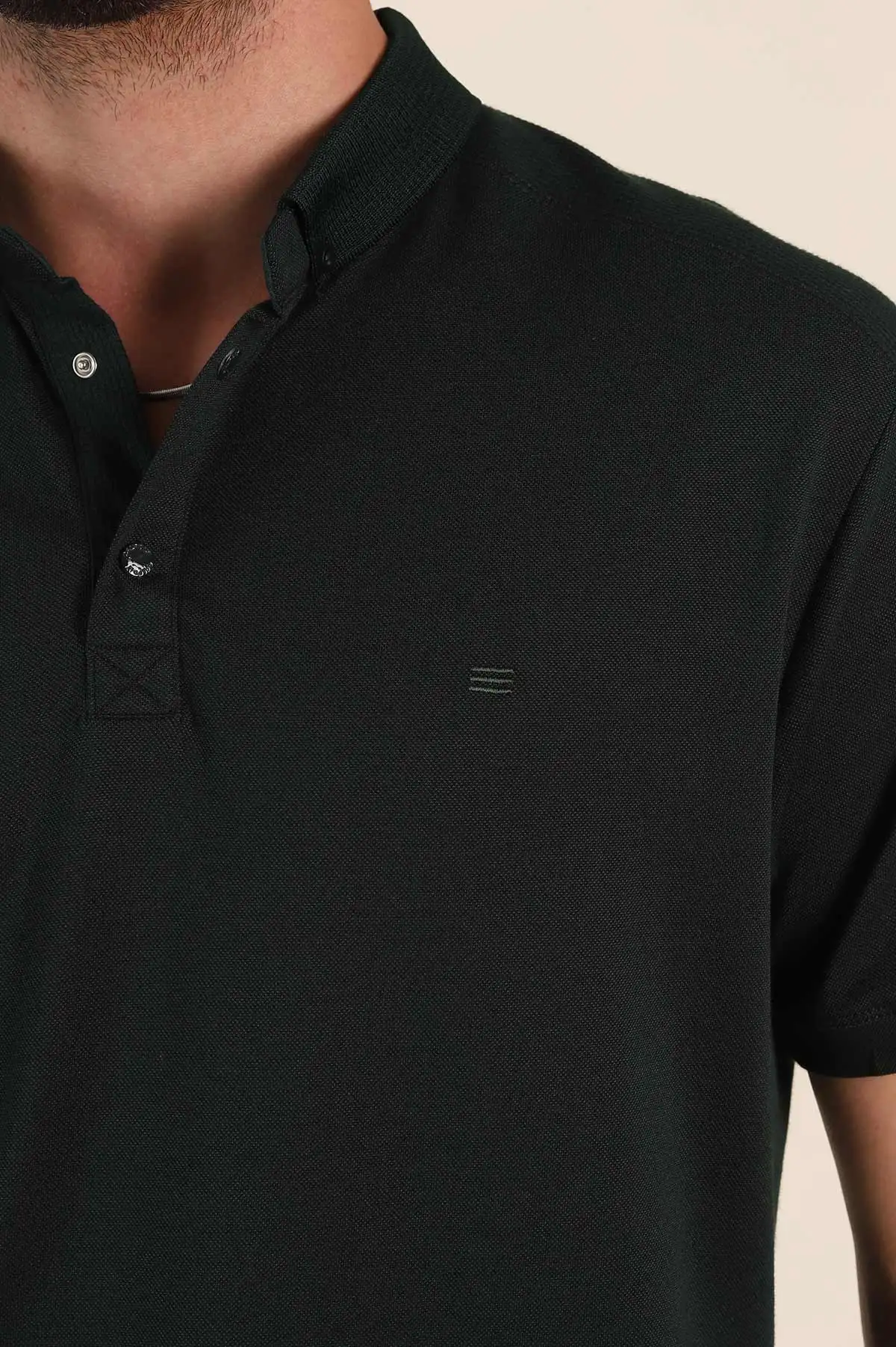 Zümrüt Yeşili Regular Fit Parçalı Polo Yaka Erkek Tişört 368299