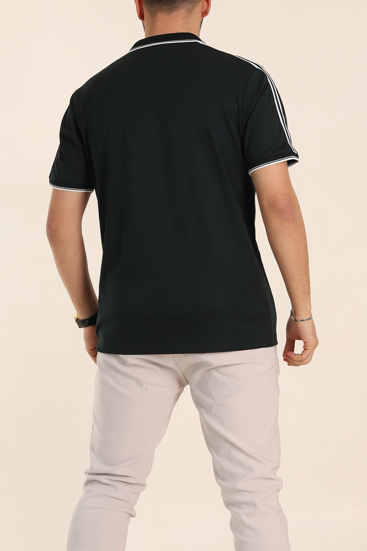 Zümrüt Yeşili Regular Fit Şerit Detaylı Polo Yaka Erkek Tişört 338445