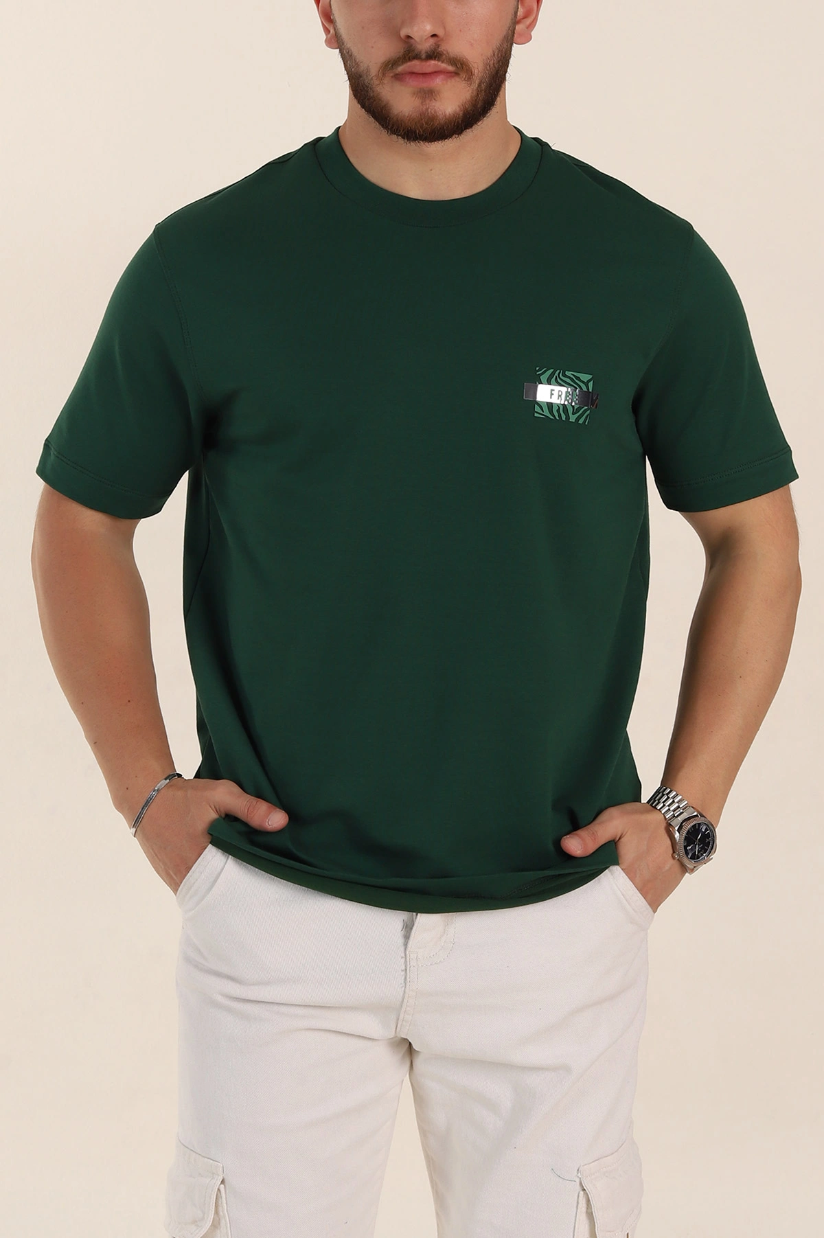 Zümrüt Yeşili Relaxed Fit Baskılı Yazı Detaylı Erkek Tişört 358543
