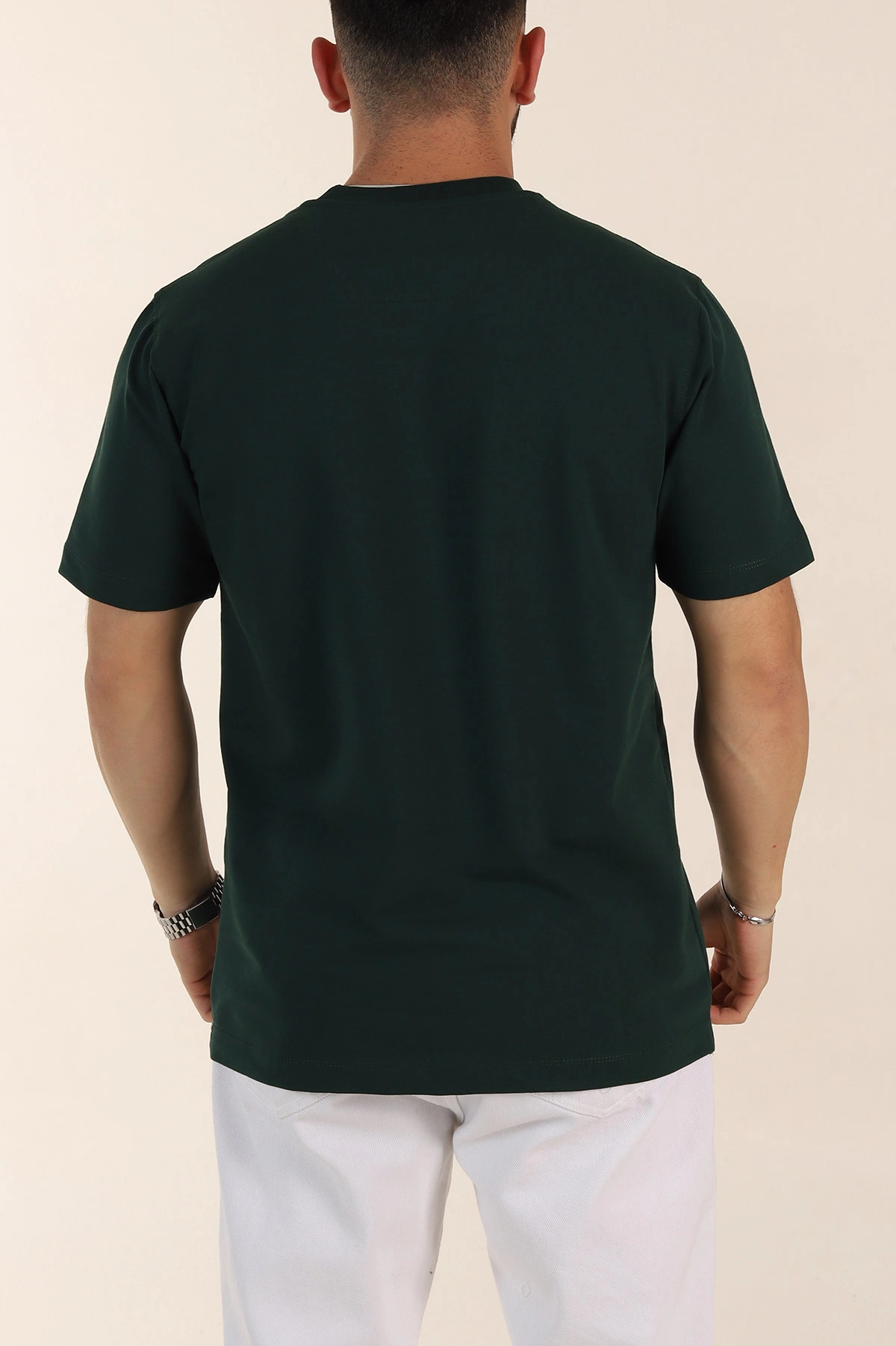 Zümrüt Yeşili Relaxed Fit Kabartma Yazı Detaylı Erkek Tişört 358491