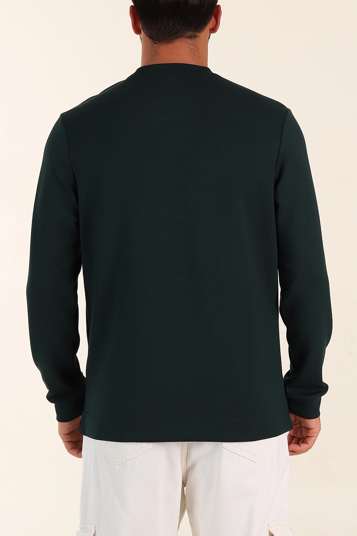Zümrüt Yeşili Relaxed Fit Oysho Kumaş Kabartma Yazılı Erkek Sweatshirt 393290