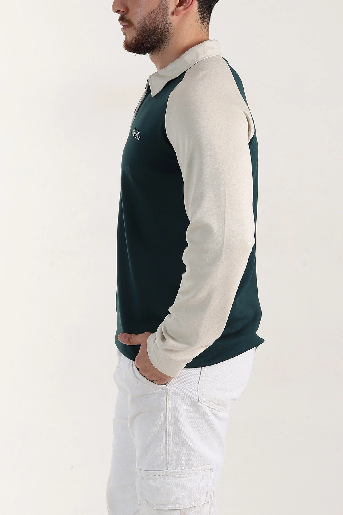 Zümrüt Yeşili Relaxed Fit Oysho Kumaş Reglan Kollu Erkek Sweatshirt 399575