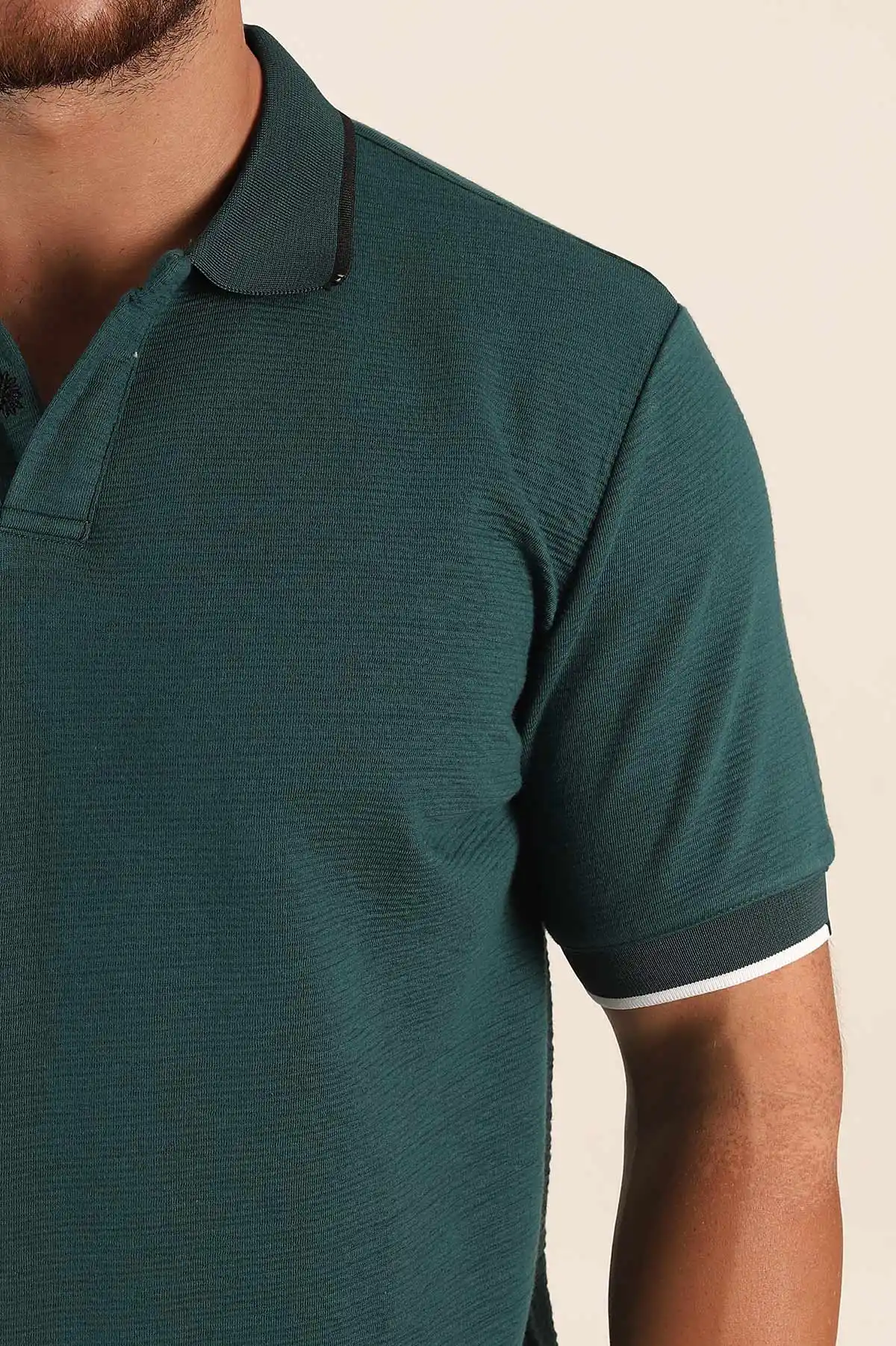 Zümrüt Yeşili Relaxed Fit Patlı Polo Yaka Erkek Tişört 373091