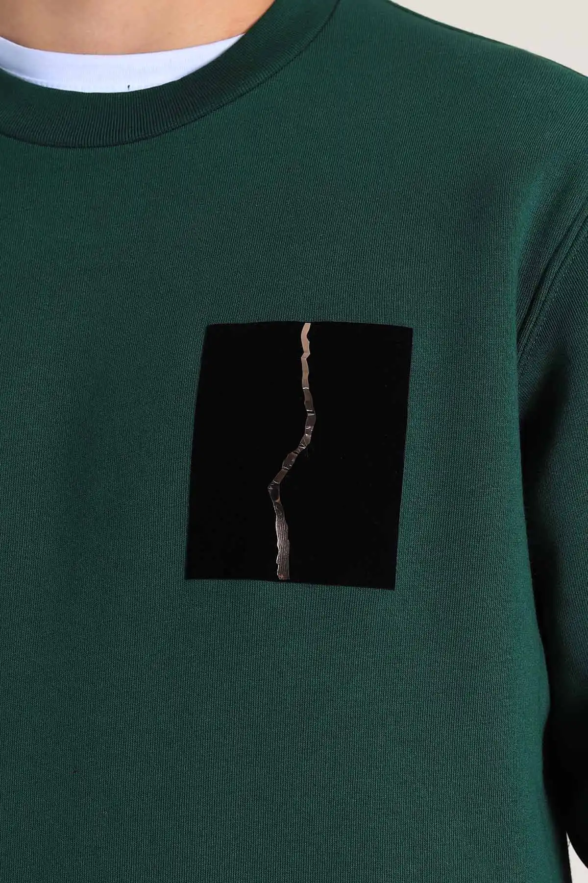 Zümrüt Yeşili Relaxed Üç İp Şardonlu Baskı Detaylı Erkek Sweatshirt 311188