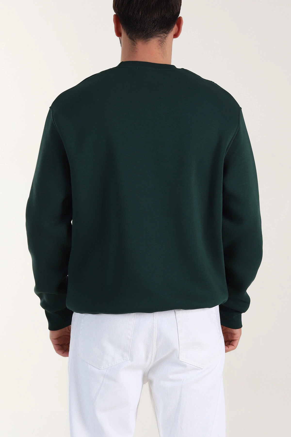 Zümrüt Yeşili Üç İp Şardonlu Bisiklet Yaka Erkek Sweatshirt 410901