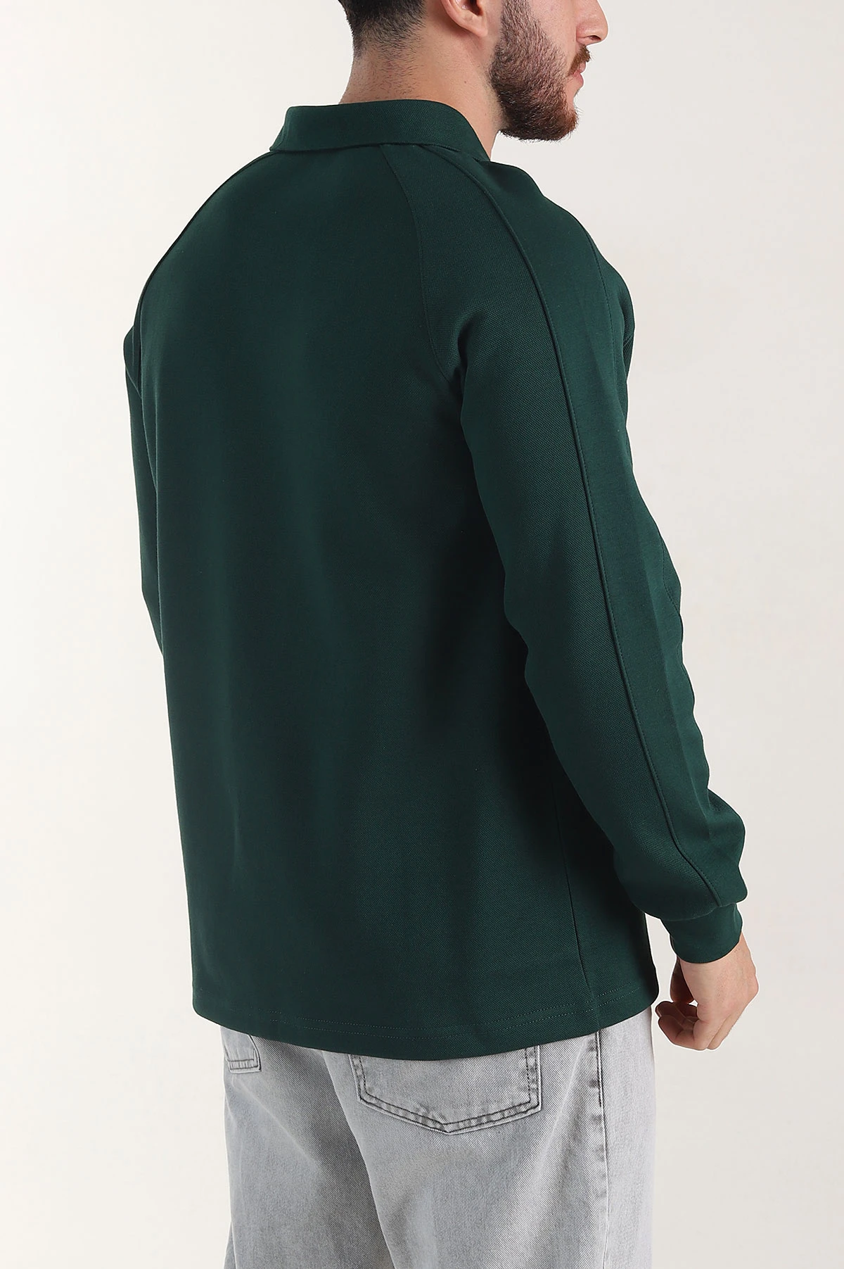 Zümrüt Yeşili Yarım Fermuarlı Dik Yaka Erkek Sweatshirt 404800