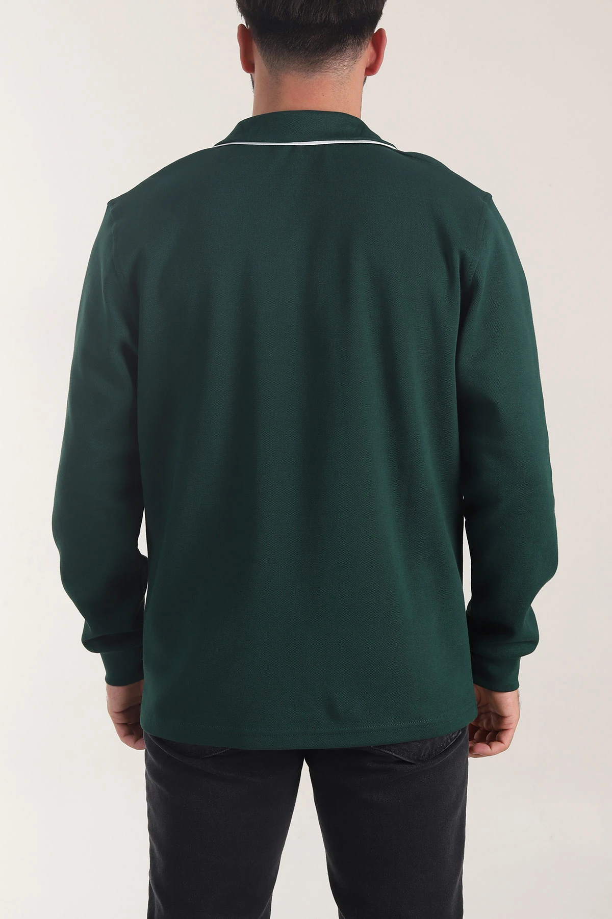 Zümrüt Yeşili Yarım Fermuarlı Dik Yaka Erkek Sweatshirt 404819