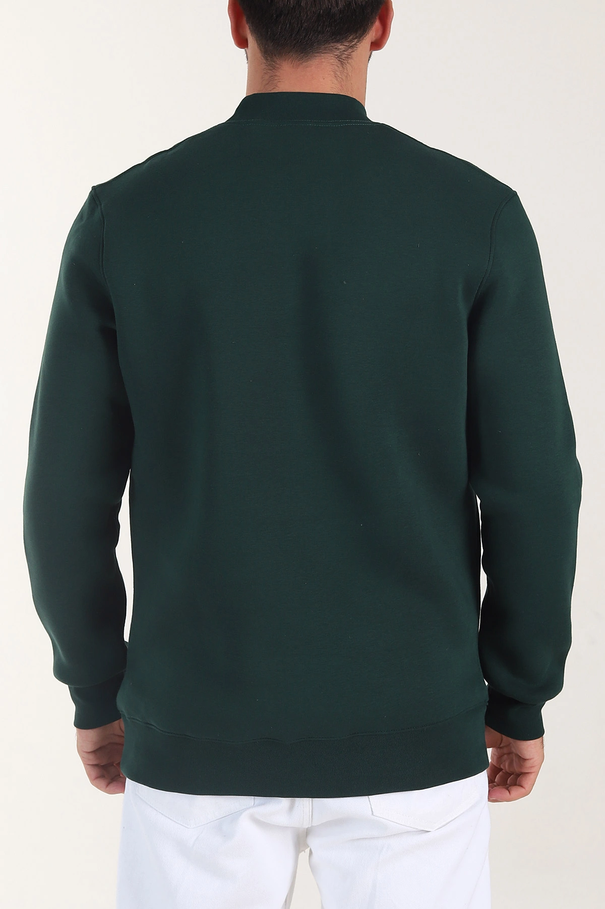 Zümrüt Yeşili Yazı Detaylı Bisiklet Yaka Erkek Sweatshirt 404759