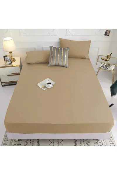100x200 Kahverengi Bella Home Ranforce Lastik Çarşaf Seti 205359