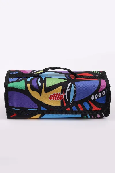 10x25 Cm Stilo Kumaş Desenli 4 Gözlü Çantalı Kalem Kutu 441704