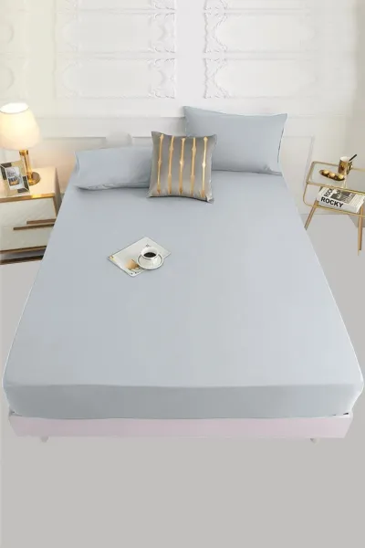 160x200 Gri Bella Home Ranforce Lastik Çarşaf Seti 205409