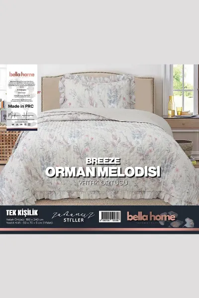 180x240 Cm Bella Home Tek Kişilik Breeze Desenli Yatak Örtüsü 395259