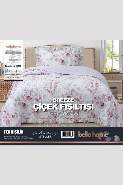 180x240 Cm Bella Home Tek Kişilik Breeze Desenli Yatak Örtüsü 395262