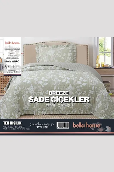 180x240 Cm Bella Home Tek Kişilik Breeze Desenli Yatak Örtüsü 395263