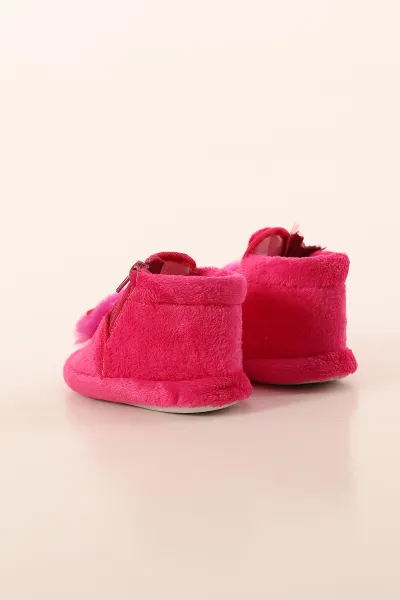 ( 25 - 30 ) Fuşya Peluş Figürlü Fermuarlı Kız Çocuk Panduf 395538