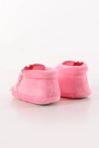 ( 25 - 30 ) Pembe Peluş Figürlü Fermuarlı Kız Çocuk Panduf 395536