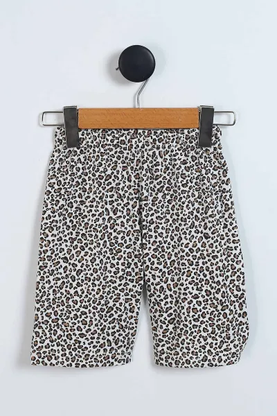 (4-12 Yaş) Leopar  Desenli Kısa Kol ve Şortlu Yazlık Kız Çocuk Pijama Takım 341039