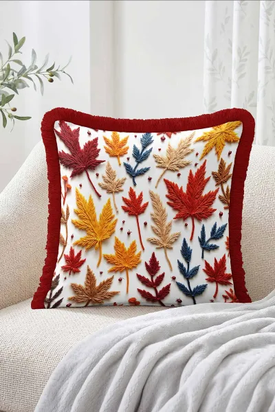 43x43 Cm Dijital Baskılı Fermuarlı Çift Taraflı Saçaklı Kırlent Kılıfı 483389