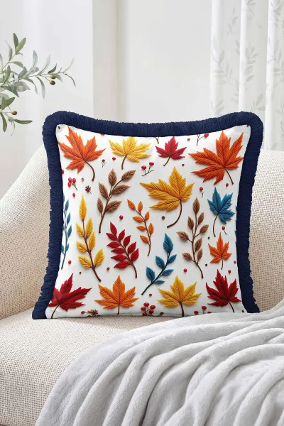 43x43 Cm Dijital Baskılı Fermuarlı Çift Taraflı Saçaklı Kırlent Kılıfı 483390