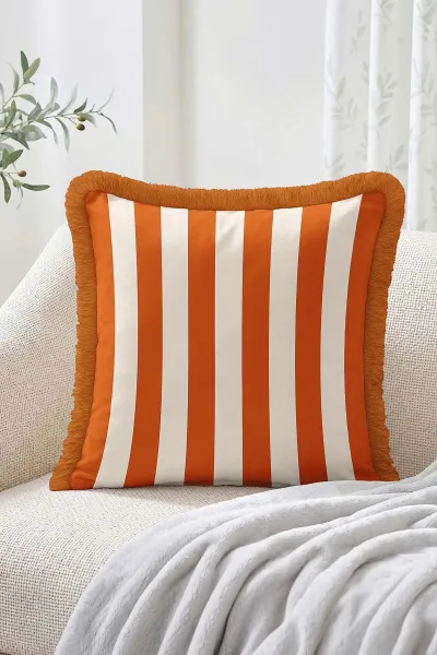 43x43 Cm Dijital Baskılı Fermuarlı Çift Taraflı Saçaklı Kırlent Kılıfı 483392