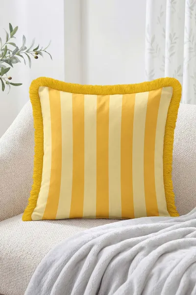 43x43 Cm Dijital Baskılı Fermuarlı Çift Taraflı Saçaklı Kırlent Kılıfı 483393
