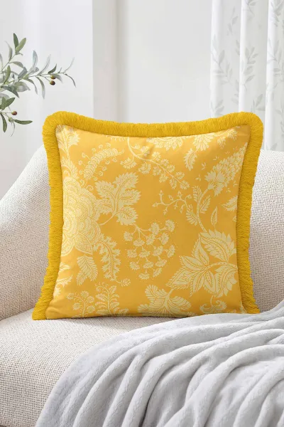43x43 Cm Dijital Baskılı Fermuarlı Çift Taraflı Saçaklı Kırlent Kılıfı 483394