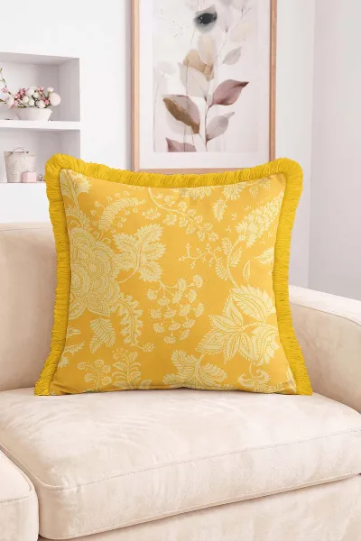 43x43 Cm Dijital Baskılı Fermuarlı Çift Taraflı Saçaklı Kırlent Kılıfı 483394
