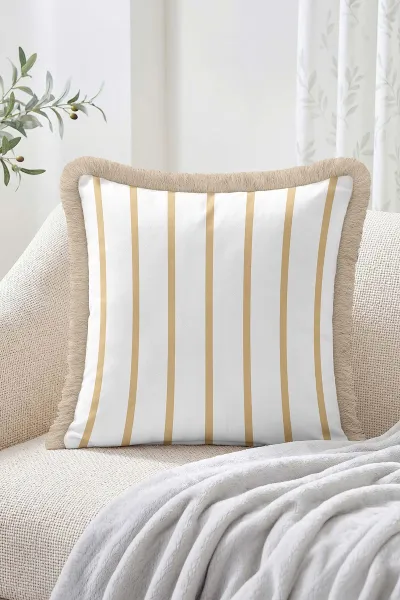 43x43 Cm Dijital Baskılı Fermuarlı Çift Taraflı Saçaklı Kırlent Kılıfı 483396
