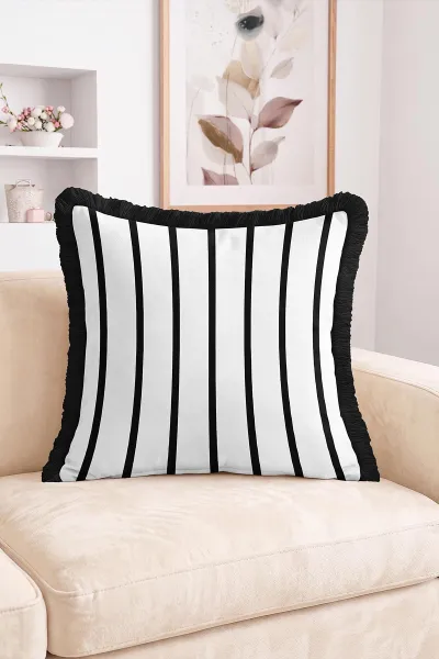 43x43 Cm Dijital Baskılı Fermuarlı Çift Taraflı Saçaklı Kırlent Kılıfı 483397