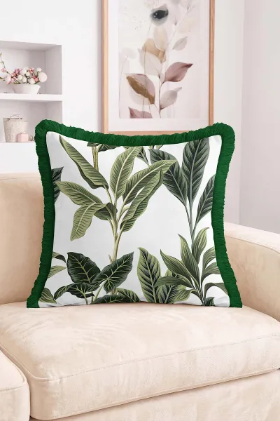 43x43 Cm Dijital Baskılı Fermuarlı Çift Taraflı Saçaklı Kırlent Kılıfı 483398